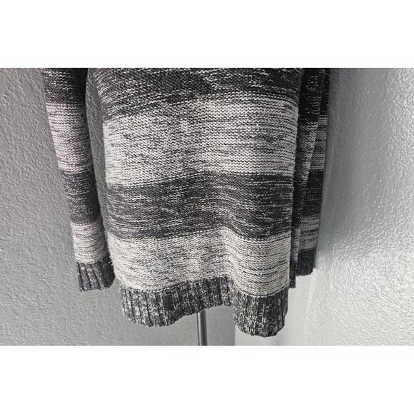 Women's Effeci Button Up Sweater Size Large Long Sleeve Black & Gray Pockets - Picture 9 of 10